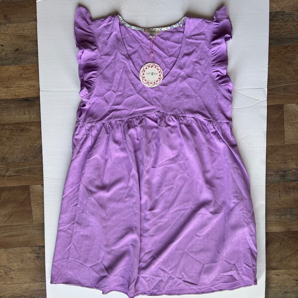 Umgee Ruffle Cap Sleeve Babydoll Dress Girls Medium Purple V-Neck Mini
